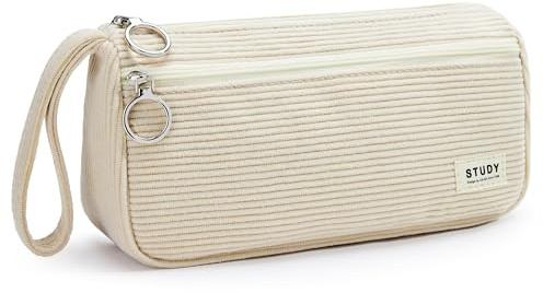 KALIDI Cord-Stoff Federmäppchen mit 3 Fächer Große Kapazität Mäppchen Federtasche Stiftetasche Pencil Case Bleistifttasche für Schule & Büro
