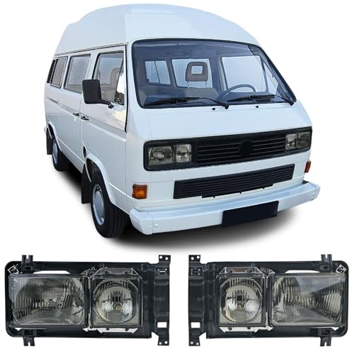 Scheinwerfer Set Carat Rechteckig Schwarz Smoke für VW Bus T3 1979-1992