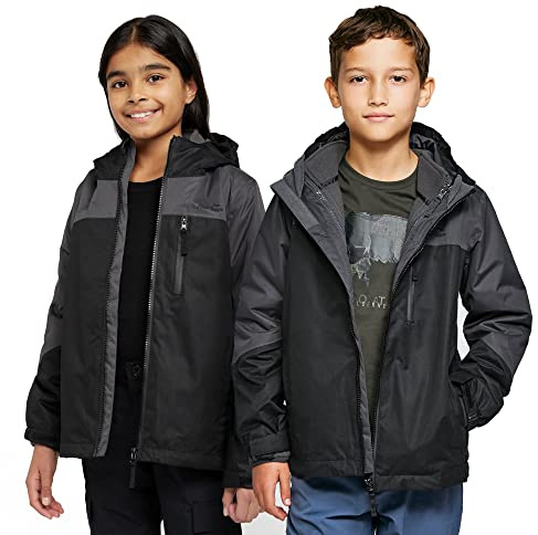 Peter Storm Kids’ Lakes 3-in-1 Jacket with Removable Fleece Midlayer & Adjustable Hood, Waterproof, Breathable & Warm Raincoat for Boys & Girls (UK, Age, 13 Years, Regular, Black)
