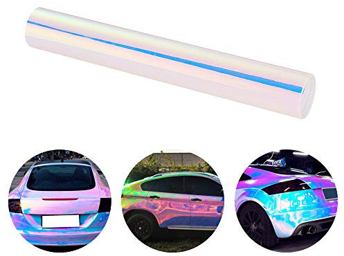 Blueshyhall 135x75CM Autofolie Chamäleon Effekt, Auto Folierung Weiß Perlmutt Glänzend, Auto Folie Regenbogeneffekt, wasserdichte Autofolie mit Selbstklebende Autoschutz Folie Vinyl Wrap