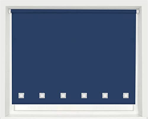 Funky Gadgets Roller Blinds Square Eyelet Light Filtering Roller Blind Daylight Trimmable Blinds Child Safe Easy Fit Metal Tube Home Office Window Blinds- Blue, W60 x L165cm