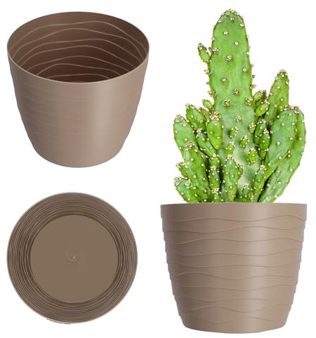 KADAX Pot de fleurs en plastique - Diamètre : 11 à 19 cm - 7 couleurs - Simple - Pot de fleurs moderne - Protection robuste - Diamètre : 13 cm - Beige