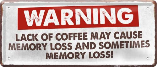 Blechschild ''Warning lack of coffee'' 28x12cm Geschenk Lustige Sprüche Feier Vintage Retro Geburtstag Deko Party Überraschung Fan Lebensmittel Kaffee Kuchen Sucht