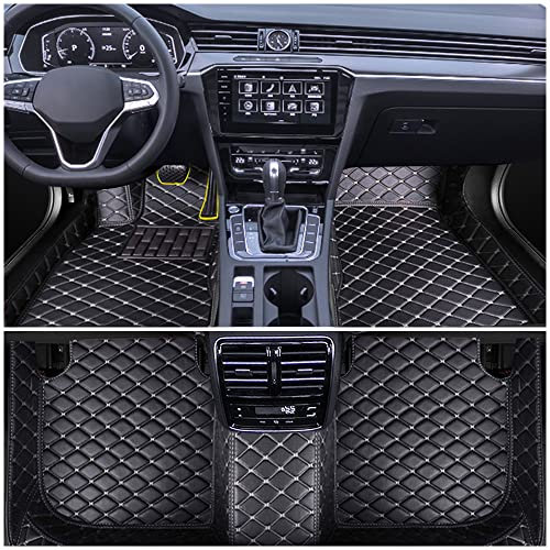 Auto Fußmatten Set für 5 Series E34 E39 1995-2004 Leder Automatte wasserdichte FussMatten Rutsch Allwetter-Matten schwarz-beige Linie