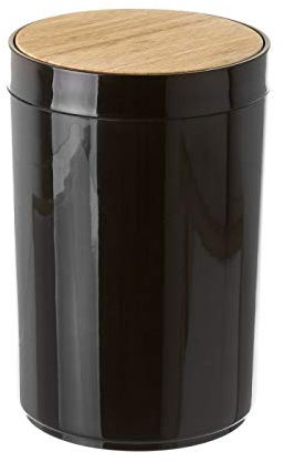 D,casa - Set Accesorios Baño de Bambú Negro Estilo Factory - Papelera
