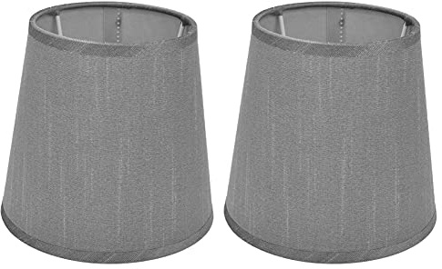 Jenngaoo 2 Pezzi Paralume a Botte, 4,4 x 6 x 5,5in in Tessuto, Clip per Lampada da Terra, Tavolo, Lampadario E14 (Grigio)
