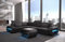 Ecksofa Verona Ledersofa L Form Sofa - mit LED Beleuchtung, verstellbare Kopfstützen/Lederfarben wählbar/Ausrichtung wählbar (Ecke Links, Black)