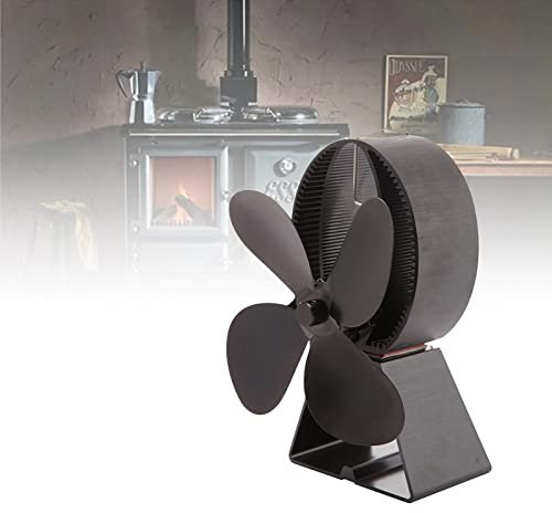DYK&NX 4 Blatt Ofenventilator Ohne Strom, Mini Ofenventilator für Holzbrenner für Log Brenner Kamin Kaminöfen Pelletofen Holzofen