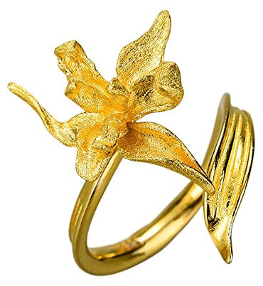 HGJH Silberringe Damen 925,S925 Sterling Silber Iris Goldener Ring Verstellbare Ringe Mode Eleganz Offener Ring Silber Ewigkeitsring Hochzeit Charme Schmuck Geschenke Für Mädchen Damen