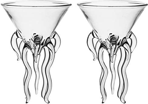 Tofficu Weingläser Transparentes Martiniglas im Cthulhu-Stil Cocktailgläser Tasse Wein Kristallklares Glas für Küche Bar Weihnachtsfeier Hochzeitsdekoration 2St