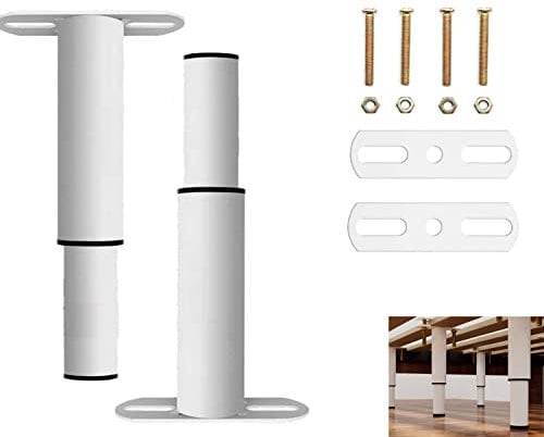 2PCS Bed Adjustable Legs Heavy Duty Bed Center Frame Slat Retractable Couch Metal Furniture Bed Support Feet Bracket Replacement Kitchen for Sofa Table Desk Cupboard Cabinet 7-13inch (White)