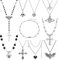 Kakonia 10-12 Stück Gothic Halskette Ohrringe Damen Herren Kreuz Y2k Vintage Ohrringe Halskette Hängend Dangling Chain Layer Ohrringe Grunge Punk Schmuck