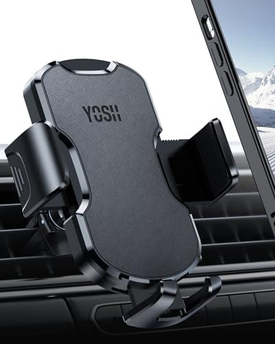 YOSH Air Vent Car Phone Holder, Big Phone Friendly Holder for Cars for BMW Ford, iPhone Car Mount Super Stable-Leather Design for iPhone 16 15 14 13 12 11 Pro Max Samsung S24 S23 Pixel