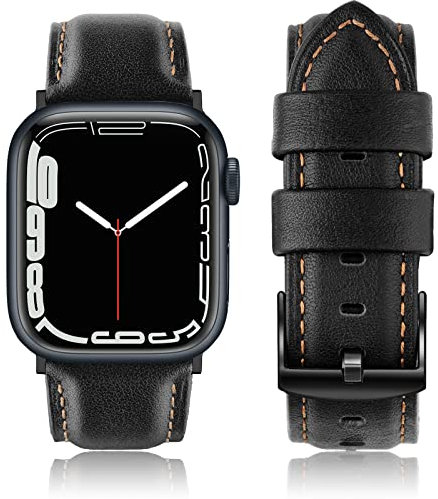Tuocal Bracelet en cuir véritable vintage compatible avec Apple Watch 45 mm, 44 mm, 42 mm, 41 mm, 40 mm, 38 mm, bracelet de rechange vintage en cuir véritable pour iWatch séries 10 9 8 7 6 5 4 3 2 1