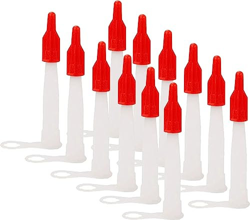 ANZHUO 12 pcs Plastic Caulking Gun extender Caulk Nozzle Tip Tool for Caulking Gun each with a red cover Can protect the remaining glass glue from solidifying easily Used for Caulking Gun