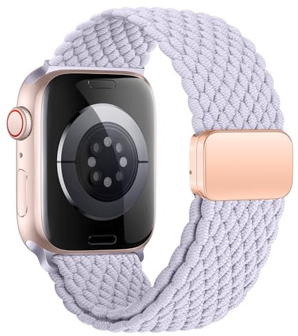 Geflochten Armband Kompatibel mit Apple Watch Armband 40mm 42mm 38mm 41mm für Damen Herren, Elastisch Nylon Armbänder mit Magnetisch für iWatch Ultra 2 SE Series 10 9 8 7 6 5 4 3 2 1