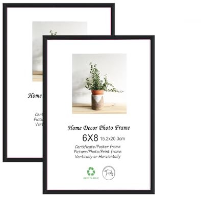 LYYYXGYP Metall-Bilderrahmen, 15,2 x 20,3 cm, schwarze Aluminiumlegierung, mit Plexiglas, zum Aufhängen an der Wand oder auf dem Tisch, 2 Stück