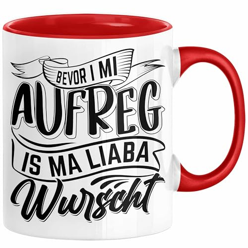 Bayern Tasse Geschenk Lustige Bayrische Sprüche Bayern Dialekt Kaffee-Becher (Rot)