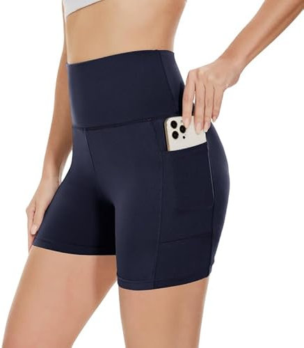 Gayhay Radlerhose Damen Kurze Shorts Sporthose Leggings Blickdicht High Waist Shorts Hotpants Sommerhose für Yoga Dunkelblau,XXL