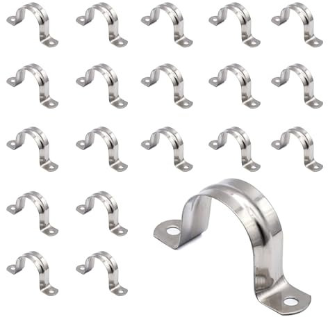 DOJA Barcelona | Abrazaderas Metalicas Para Tubos en U | Pack 20 | Abrazadera Tubo 25mm | Abrazadera En U | Grapas Metalicas Omega | Soporte Tubo | para Fijacion de Tubo, Anillo de Conexion