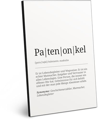 ARTFAVES® Worterklärung Patenonkel | Wortdefinition Bild als Geschenk | Schild Holzbild mit Spruch zum Thema Familie