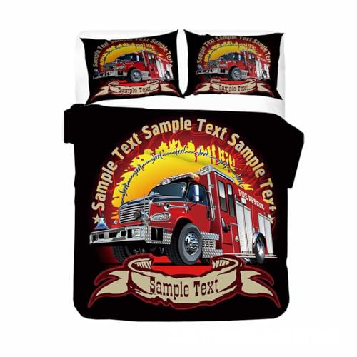 ZZTBQ Bettwäsche-Set 200x200 Kinderbettwäsche Bettbezug und Kissenbezug-Set Feuerwehr Feuerwehrmann Bettwäsche Erwachsene Jungen und Mädchen