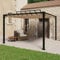 Gecheer Pavillon mit Lamellendach Gartenzelt Gartenpavillon Partyzelt Gartenlaube Terrassenpavillon Bierzelt für Garten, Hof, UV- und Wasserbeständig, 3x3 m Taupe Stoff und Aluminium