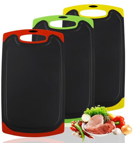 NVIYAM Set di 3 Tagliere da Cucina Professionale,Tagliere da Cucina,Antiscivolo Antibatterici Taglieri Cucina, set tagliere cucina,Tagliere Cucina Reversibile per Carne, Verdure e Frutta