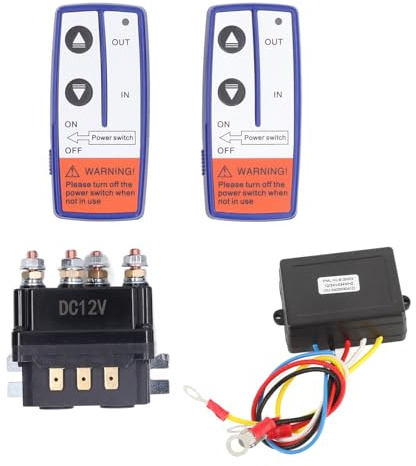 Klanata 12V 250A Winch Solenoid Relay with 2-Piece wirefree Remote Control, Contactor Switch for Vehicles and 5000-7000lbs Winches