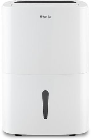 H.Koenig Deumidificatore portatile DSH520, 20 l/giorno, controllo remoto, timer 24 ore, per stanze da 25 m², resevoir 5 l, silenzioso, 400 W