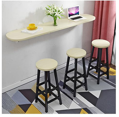 KJHYYPP Schmaler Langer Tisch zum Aufhängen, Wäschetisch, schwimmende Arbeitsplatte, an der Wand montierter Klapptisch, klappbare Wandschreibtische für kleine Räume (White Maple Color 120 * 30cm)