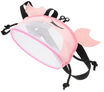 PAMINGONO de Plage Crabe Coquillage en Filet pour la Plage en Filet pour Jouets de Piscine Sacs de Coquillages de Plage de Voyage Maille Polyester + Tissu Oxford Rose