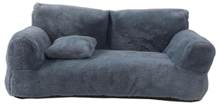 Fenteer Haustiersofa, Haustiercouch, Liege, leichtes Zwingerbett, rechteckig, bequemer Haustier-Liegestuhl mit waschbarem Bezug für Kätzchen und Hunde, Dunkelgrau