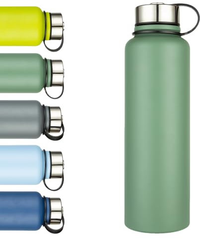 XUDREZ Bouteille d'eau isotherme en acier inoxydable de 1,5 l à large goulot en métal, sans BPA, anti-fuite – Bouteille pour le travail, la gym, les voyages, le sport