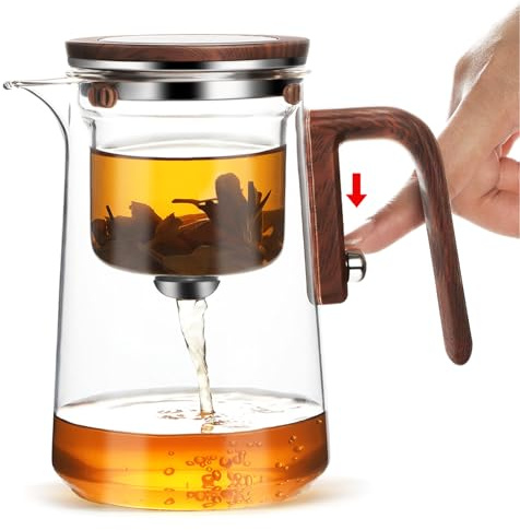 Enchanti Teekanne – 800 ml Hexerei Magische Glas-Teekanne, magnetisches Wassertrennungsdesign, Borosilikat-Teesieb mit Sieb für lose Blätter und Kräutertees, ideal für Teebereiter
