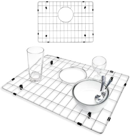 THE LINKING POINT Griglia per lavello da cucina resistente e versatile, 48,3 x 35,6 cm, griglia per lavello per la parte inferiore del lavello per risparmiare spazio, nello scolapiatti