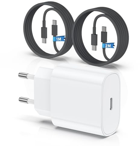 QZIIW Caricatore per iPhone 15/16, 20W caricabatteria rapido con 1M+2M cavo per iPhone 15 16/ Pro Max/Plus/iPad Pro/Air/Mini, originale USB C iPhone carica batteria con cavo di tipo C cavetto ricarica