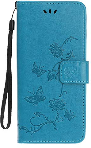 Riccase for Motorola Moto E15 Case Moto G05 Phone Case, PU Leather Flip Wallet Case with Magnetic Closure Stand Card Holder Shockproof Shell for Moto E15/G05 with Embossed Floral,Blue