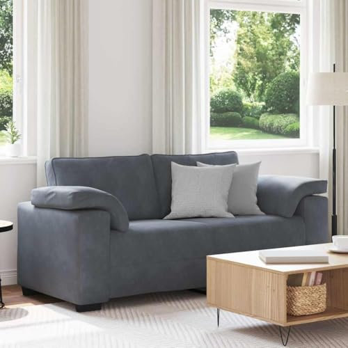 vidaXL Zweisitzer-Sofa Dunkelgrau 140 cm Samt, 2-Sitzer-Sofa, Couch, Wohnzimmer-Sitzmöbel, Sofa, gepolstertes Sofa, Wohnzimmersofa, 2-Sitzer-Couch