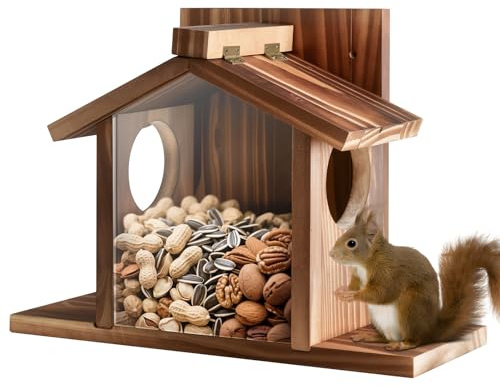 Gnodary - Comederos de ardillas para exteriores, casa de ardillas duradera para exteriores, comedero de ardillas, comida para ardillas en el patio trasero, sostiene maíz, mazorca de maíz, maní (beige