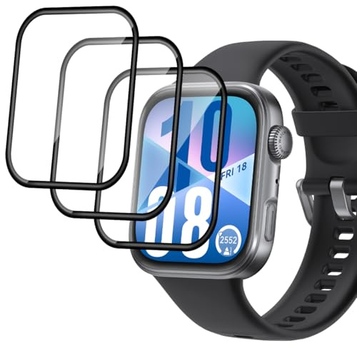 GEEMEE 3 Pack Protector de Pantalla para Huawei Watch Fit 4, Humedecido Instalacion Ultra Claro Protector TPU Película Cobertura Completa