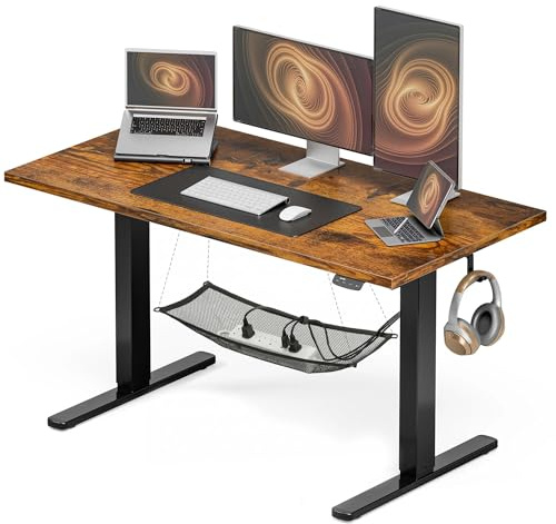 Acrolix 48x24 Electric Standing Desk with Cable Net, Rustic Brown