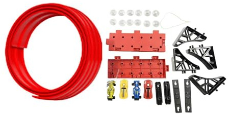 TAIZhiChen Flexible Rennbahn mit Modellautos und Saugnäpfen - DIY Rennbahn für Weihnachten Rot 4m
