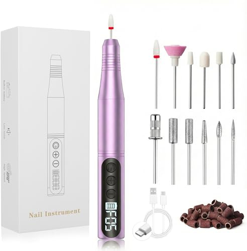 Carehabi Nagelfräser Elektrisch Kabellos: Profi Elektrische Nagelfeile für Gelnägel & Acrylnägel - 20000 U/min Maniküre Pediküre Set mit 12 Bits - Wiederaufladbar Fräser für Nägel & Hornhaut