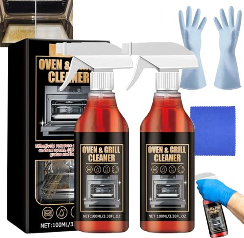 Oven Grill and Bbq Cleaner,Fast-Acting Heavy-Duty Grill Degreaser Spray for Baked-On Food & Burnt Grease -Oven Cleaner Heavy Duty for Ovens, Barbecues, Grills, Racks & Trays(2Set)