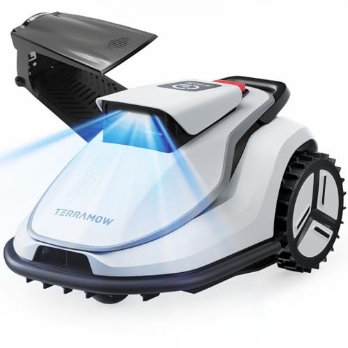 TerraMow V600 Mähroboter ohne Begrenzungskabel mit Garage, bis 600㎡ | Triple-Kamera KI-Vision, Ohne RTK&Begrenzungskabel, Echtzeit-Hindernisvermeidung, Auto-Kartierung, ideal für komplexe Gärten