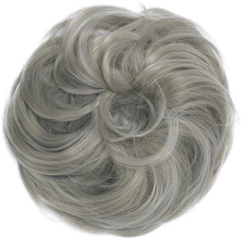 CAISHA Haarteil Haargummi Chloe Hochsteckfrisuren Voluminös Gewellt Unordentlich Kunstfaser DM13cm Grau G42B