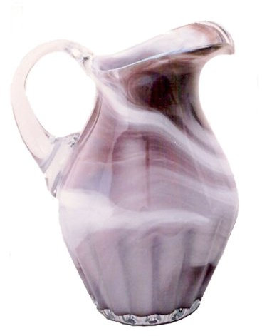 Oberstdorfer Glashütte Seltener Krug antiker Stil Amphore mundgeblasen Glaskrug Vase violett Blumenkrug Wasserkrug Höhe ca. 26 cm