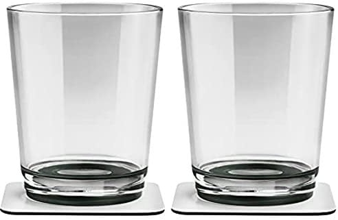 Silwy Magnetglas 250 ml mit Untersetzer 2er-Set grau