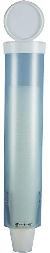 San Jamar C3165 Medium Pull Type Water Cup Dispenser, Fits 4oz to 10oz Cone and Flat Cup Size, 2-1/4 to 3-1/4 Rim, 16 Tube Length, Frosted Blue